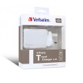 VERBATIM 65124 4 PORT 4.8A 旅行充電器 / 白色 