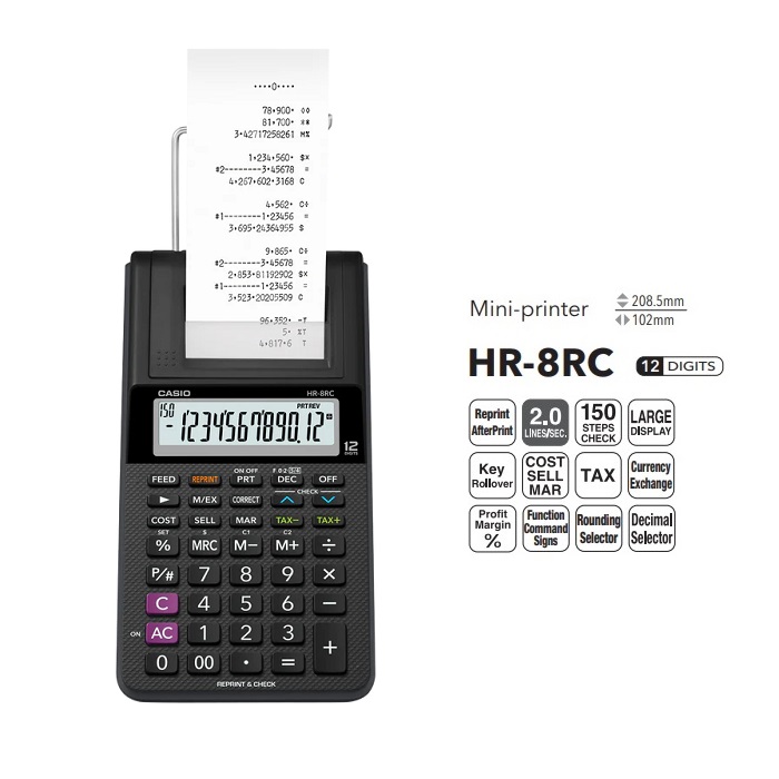 CASIO HR-8RC 出纸计数机 (12位)