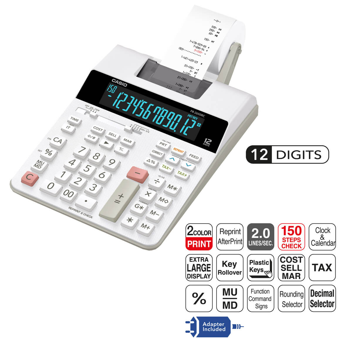 CASIO FR-2650RC 出纸计数机 (双色12位)