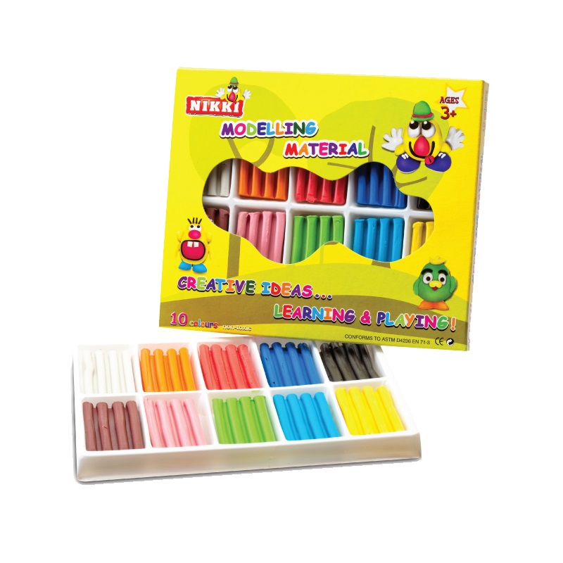 NIKKI MD-100 10 COLOURS NON-TOXIC MODELING CLAY