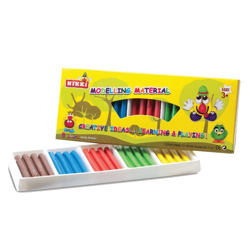 NIKKI MD-50 5 COLOURS NON-TOXIC MODELING CLAY