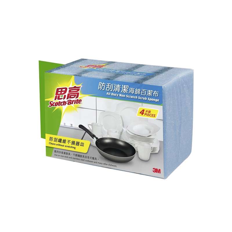 3M Scotch-Brite 420HK+1 思高防刮清洁海棉百洁布 (4件装)