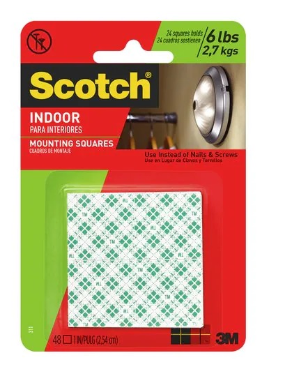 3M SCOTCH 111 强力双面海绵胶贴(1" X 1") 16片装