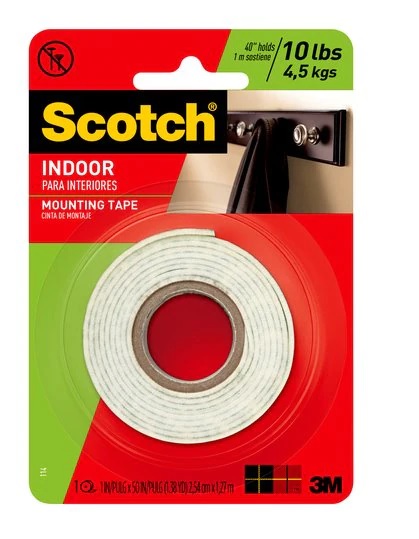 3M SCOTCH 114 强力双面海绵胶贴(1" X 50")