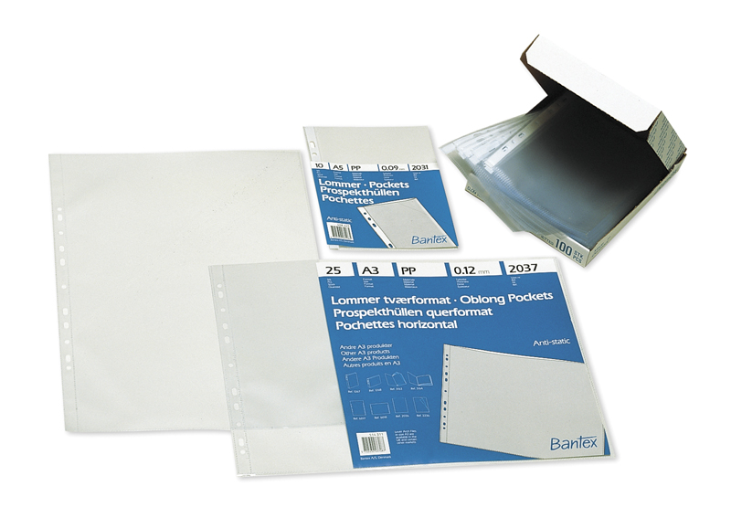 BANTEX 2037 A3 PP-POCKET(0.12MM)OBLONG,FOR 5503,100PCS/BOX