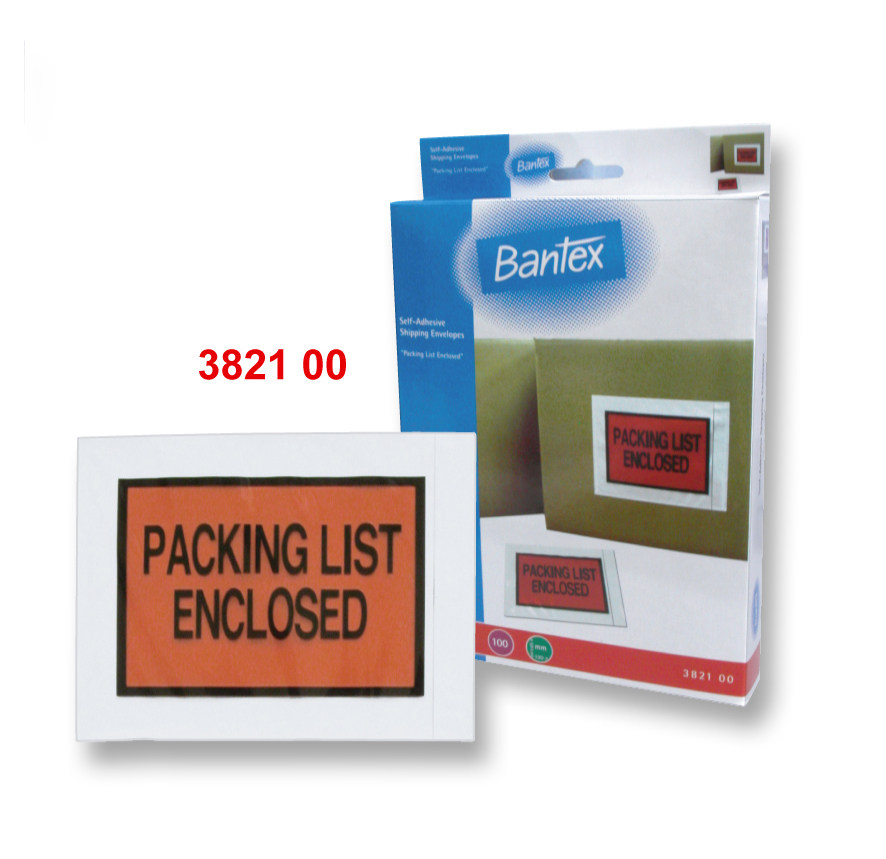 BANTEX 3821 A6 SHIPPING ENVELOPES (PACKING LIST ENCLOSED) 100PCS/BOX