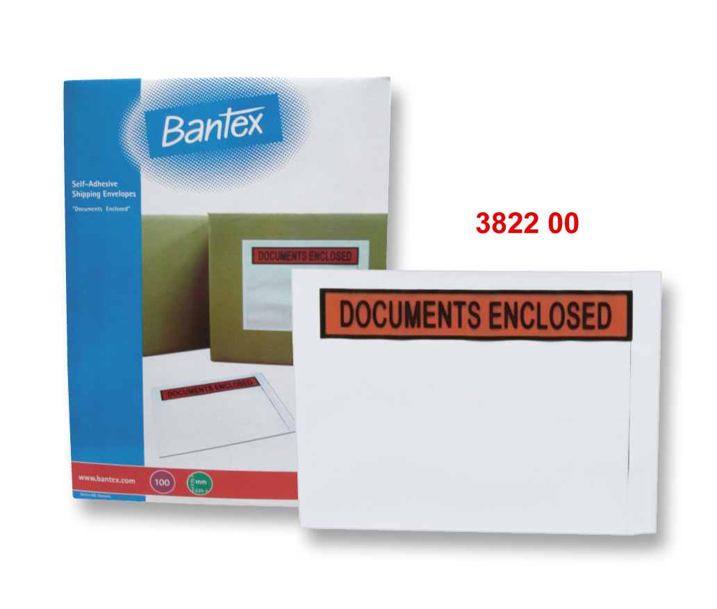 BANTEX 3822 A5 SHIPPING ENVELOPES (DOCUMENTS ENCLOSED) 100PCS/BOX