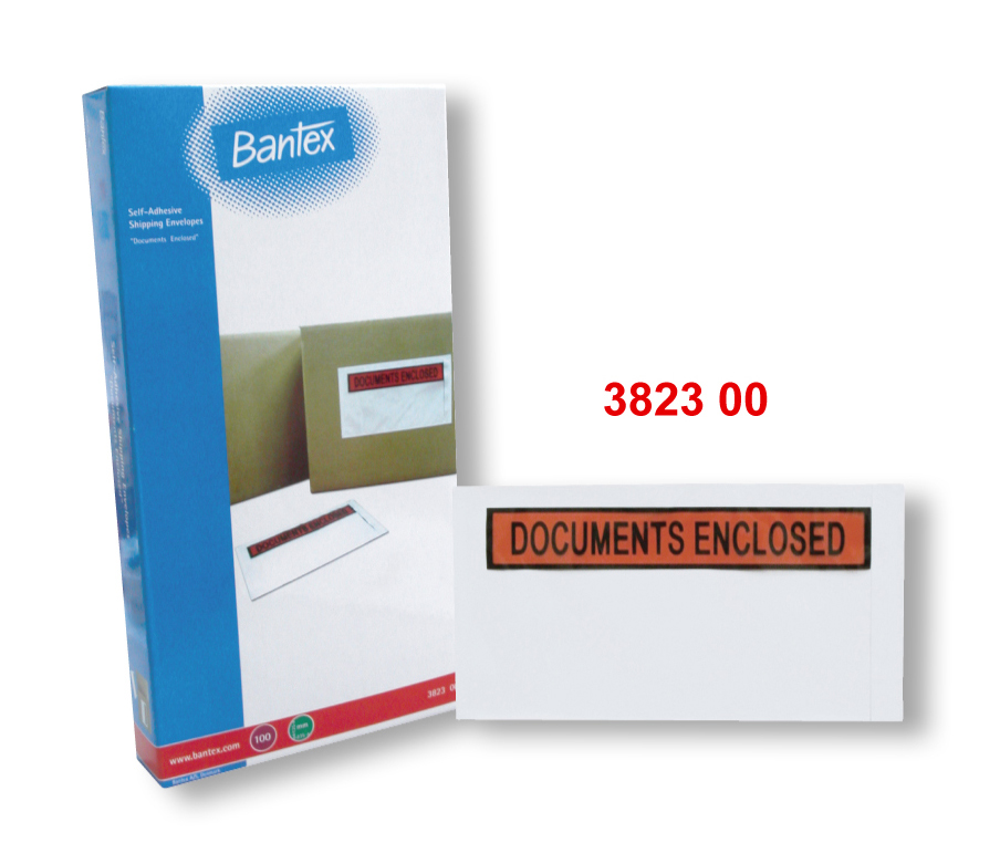 BANTEX 3823 235 x 125MM 航運信封(DOCUMENTS ENCLOSED) 100個/盒