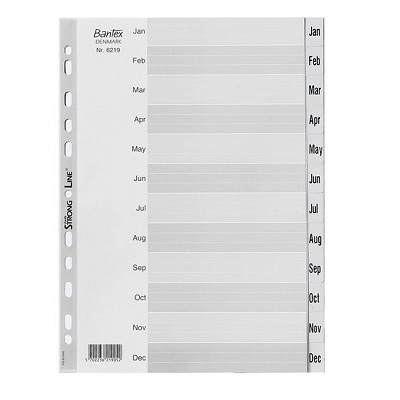 BANTEX 6219 A4 (JAN - DEC) 膠質 INDEX DIVIDER