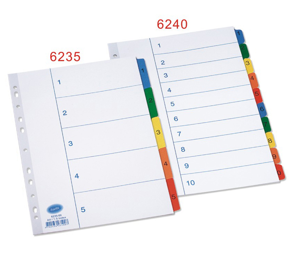 BANTEX 6235 A4 纸质颜色裱胶 <1-5> 索引分类页