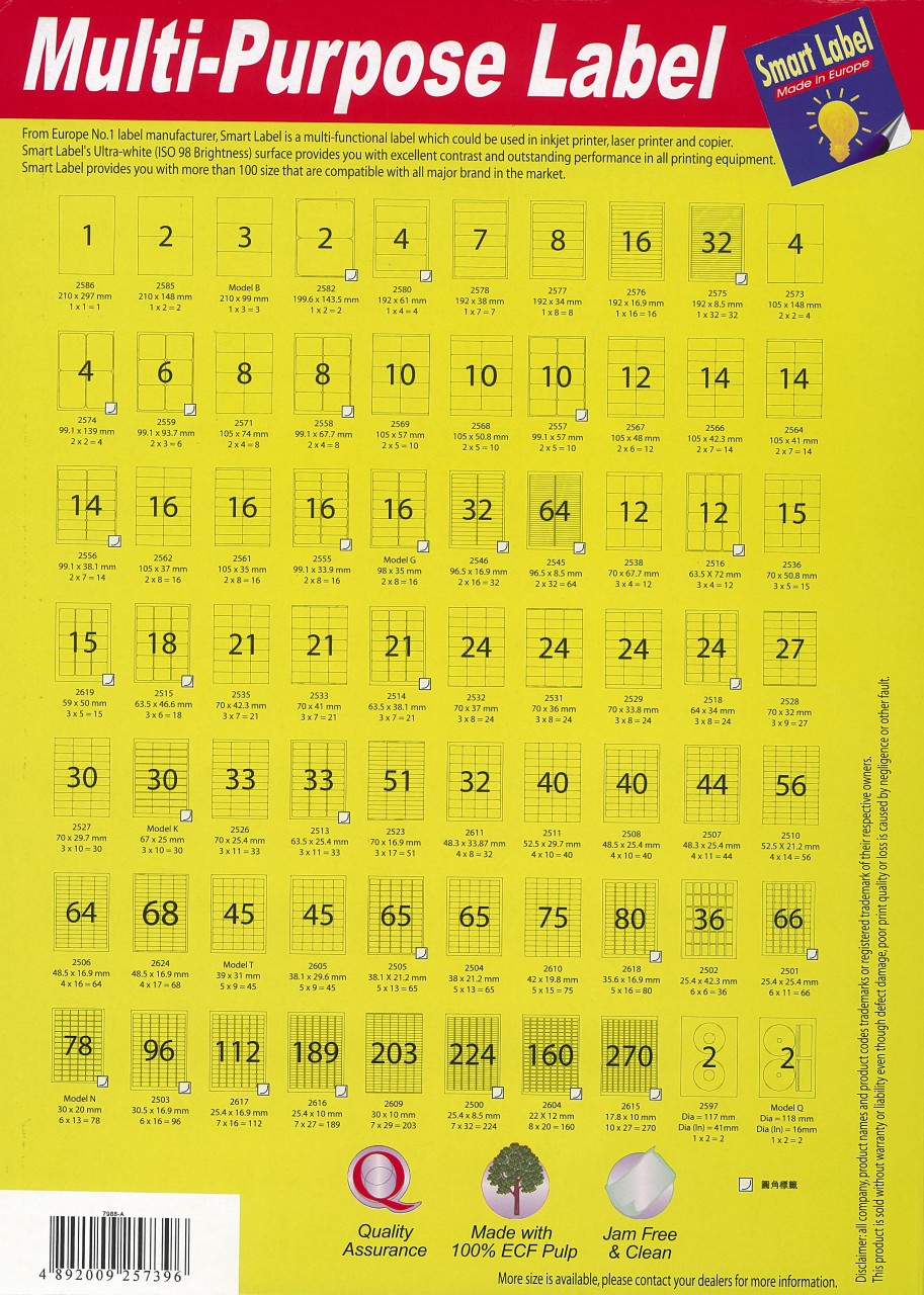 SMART LABEL 多用途 A4 標籤紙 (白色 100張)