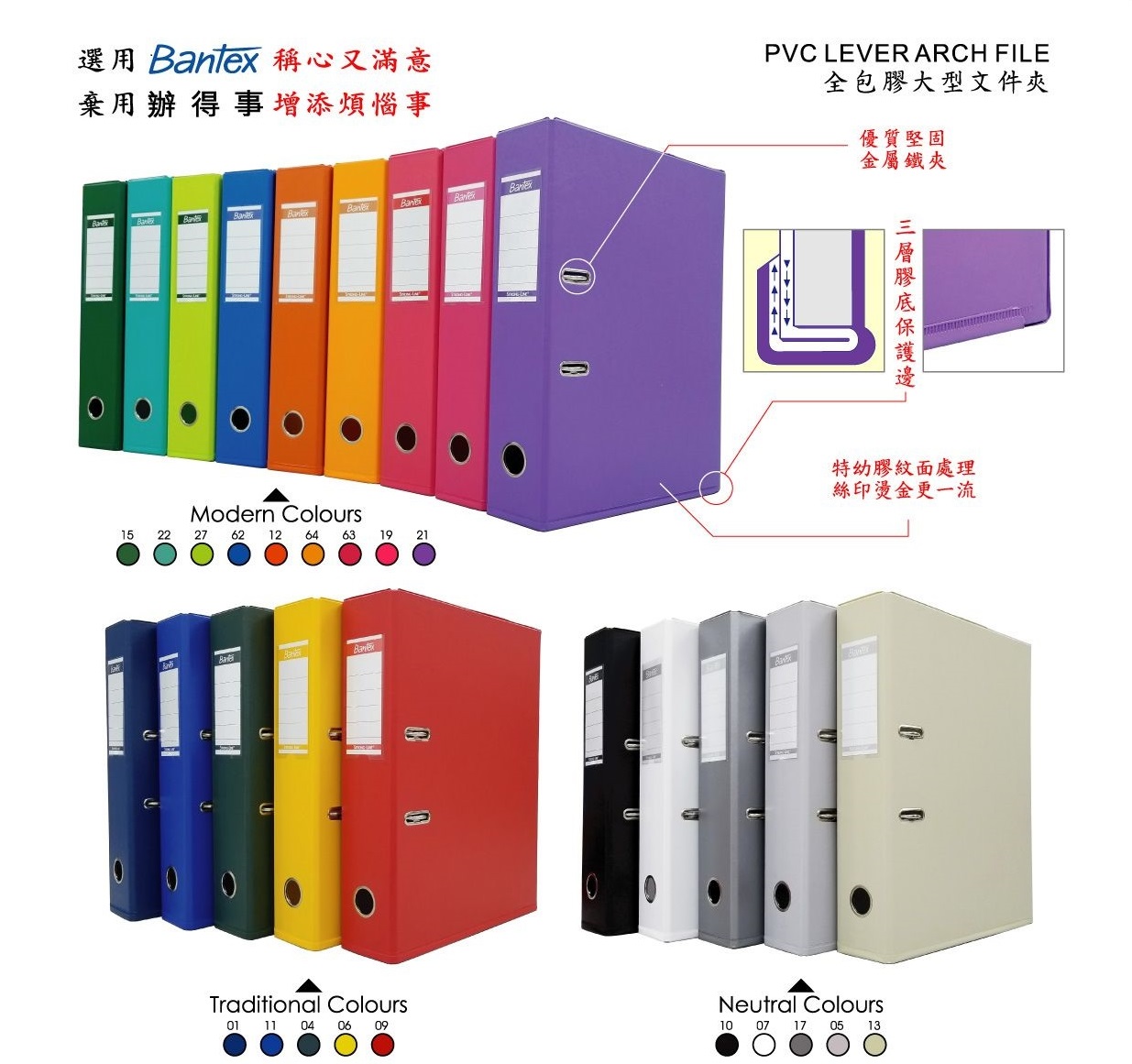 BANTEX (1450/1451/1465/1466) PVC LEVER ARCH FILE