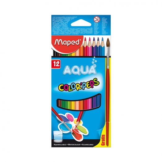 MAPED 836011 AQUA-COLOUR PENCILS 12 COLOURS - PAPER BOX