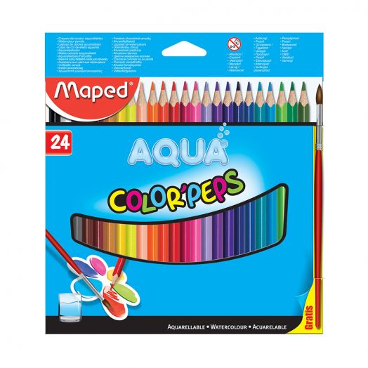 MAPED 836013 AQUA-COLOUR PENCILS 24 COLOURS - PAPER BOX