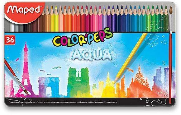 MAPED 836017 AQUA-COLOUR PENCILS 36 COLOURS - TIN BOX