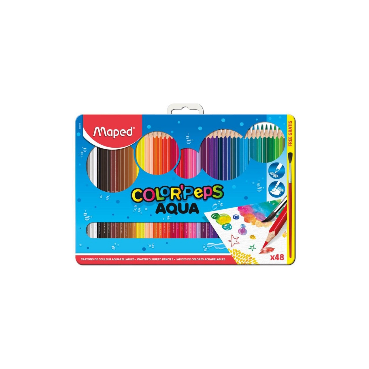 MAPED 836018 AQUA-COLOUR PENCILS 48 COLOURS - TIN BOX