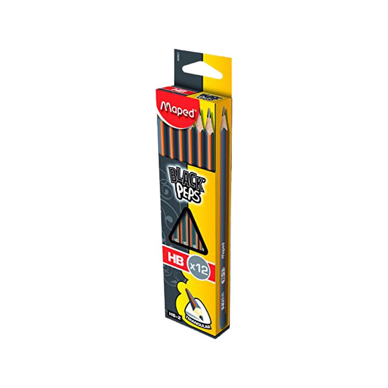 MAPED 850021(HB) 850022 (2B) BLACK'PEPS GRAPHITE PENCIL - PAINTED TIP