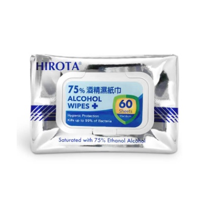 HIROTA 75% 酒精湿纸巾 15 X 18 CM (60片/包)
