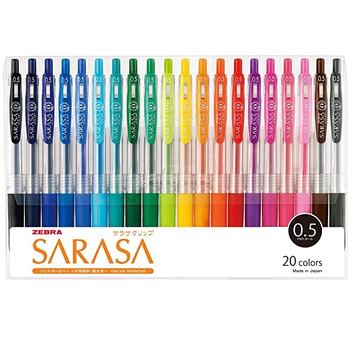 ZEBRA JJ15 0.5MM SARASA CLIP RETRACTABLE GEL PEN / COLORS SET