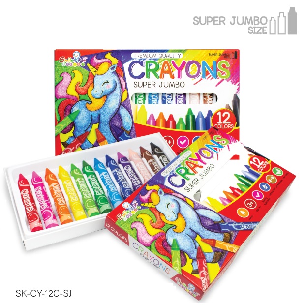 SMILE KIDS SK-CY-12C-SJ SUPER JUMBO SIZE 珍寶大蠟筆 12色