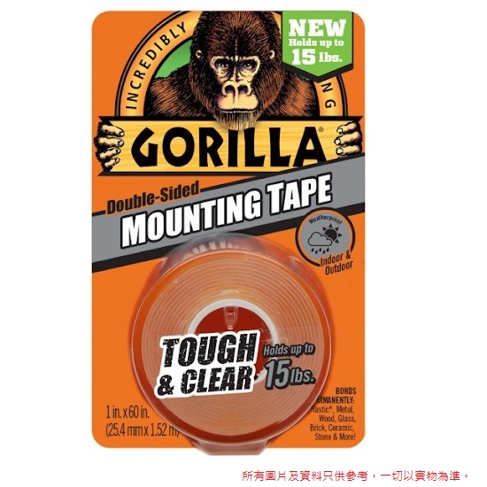 GORILLA 大猩猩 透明強力雙面膠帶 25.4MM x 1.52M