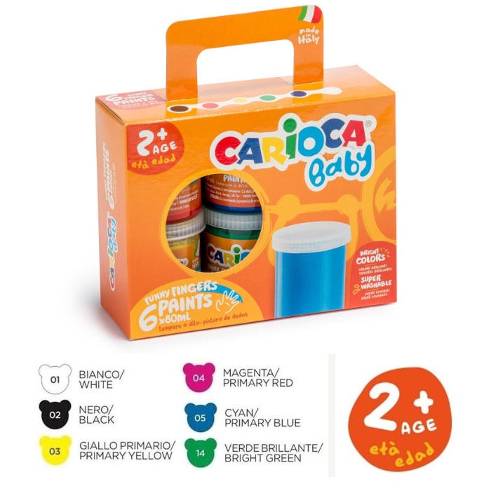 CARIOCA 手指畫顏料 80ML X 6色