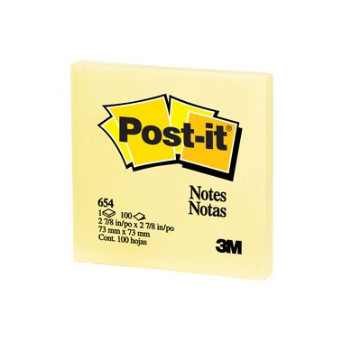 3M 654 POST-IT SELF-STICK NOTES 3" X 3" (YELLOW)