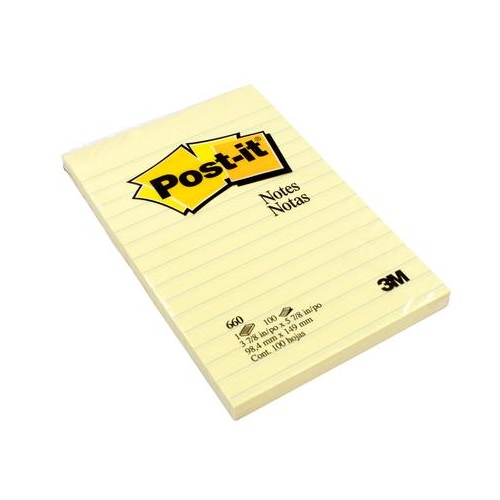 3M 660 POST-IT 報事貼 4" x 6" (黃色單行)