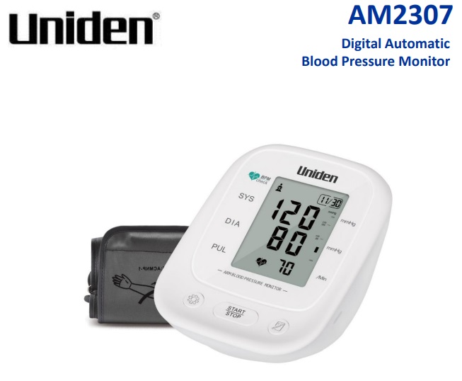 UNIDEN AM2307 DIGITAL AUTOMATIC BLOOD PRESSURE MONITOR