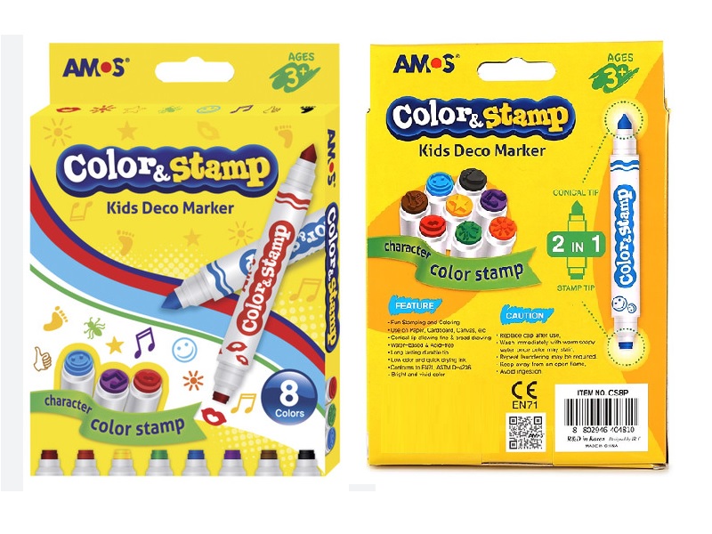 AMOS CS8P 雙頭印章彩色筆 / 8色套裝