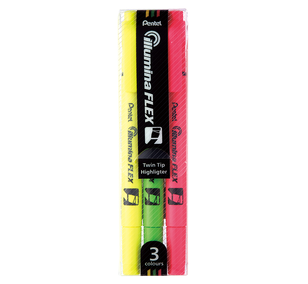 PENTEL SLW11-3 雙頭螢光筆 <3色套裝>