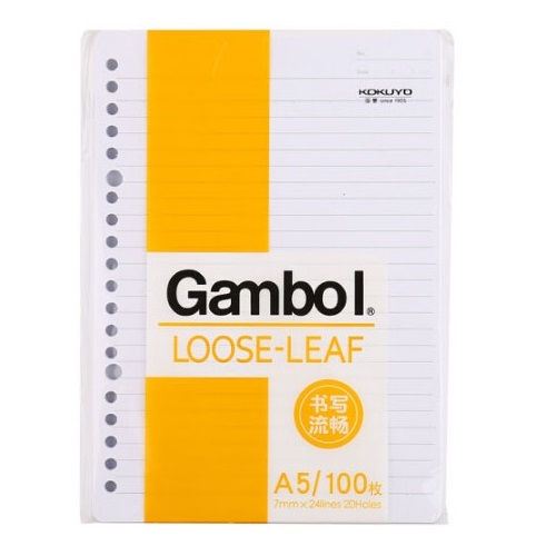 GAMBOL A5 20-HOLES 活頁紙 100SHEETS