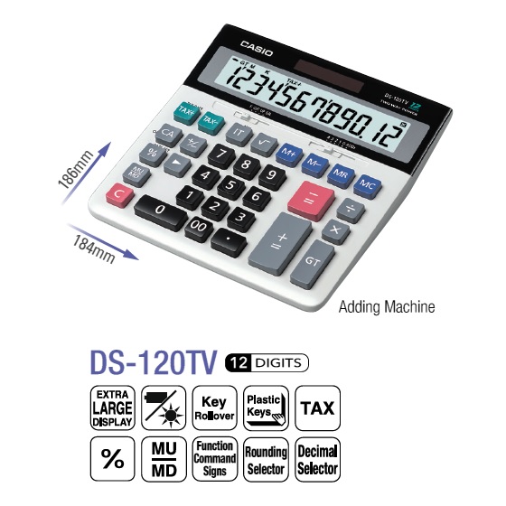 CASIO DS-120TV 加數機 (12位)
