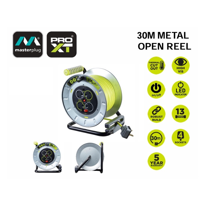 MASTERPLUG OTMU30134SL / 4位 X 13A / 30米金屬拖轆
