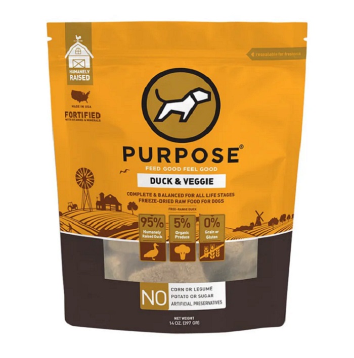 PURPOSE DUCK & VEGGIE FREEZE-DRIED RAW DOG FOOD 14 oz