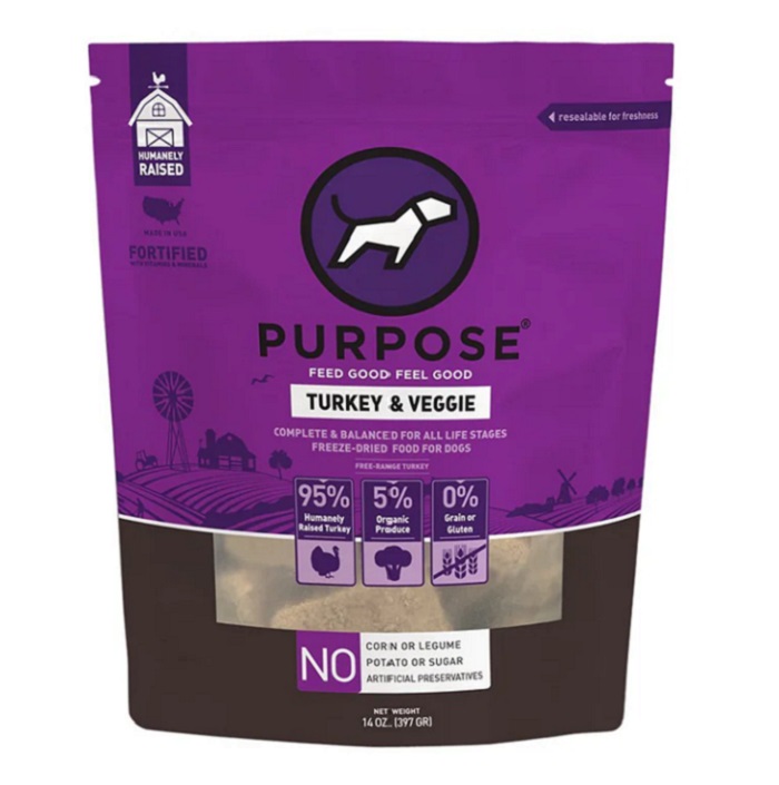 PURPOSE TURKEY & VEGGIE FREEZE-DRIED RAW DOG FOOD 14 oz