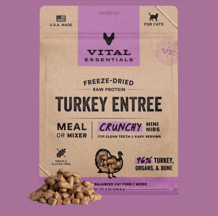 VITAL ESSENTIALS 凍乾肉粒火雞配方主食糧 (貓用) (8 oz /12 oz)