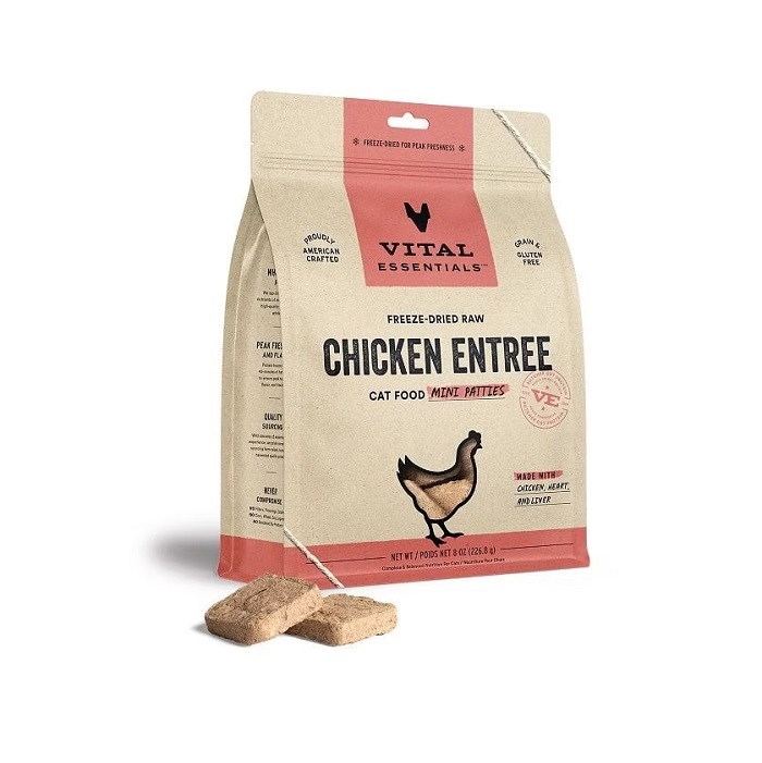 VITAL ESSENTIALS 冻干肉饼鸡肉配方主食粮 (猫用)  (3.75 oz /8 oz )