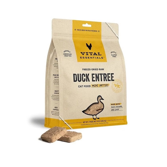 VITAL ESSENTIALS 冻干肉饼鸭肉配方主食粮 (猫用) (3.75 oz /8 oz )
