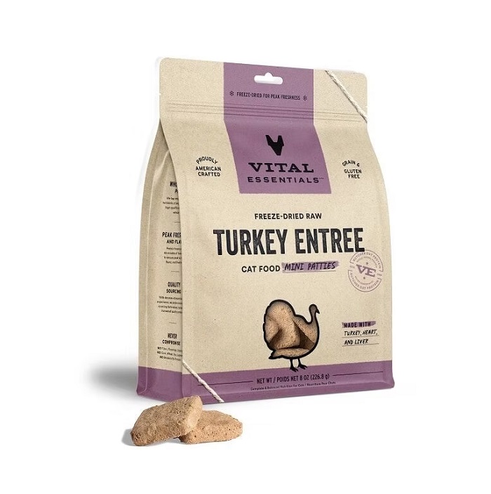 VITAL ESSENTIALS 冻干肉饼火鸡配方主食粮 (猫用) (3.75 oz /8 oz /15 oz)
