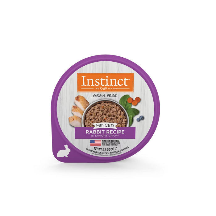 INSTINCT ORIGINAL MINCED CUPS RABBIT WET CAT FOOD 3.5 oz 1 carton (12 cups)