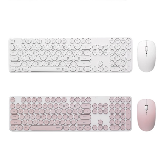 RAPOO X260S 2.4G WIRELESS OPTICAL COMBO (WHITE/PINK)