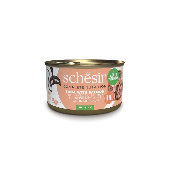 SCHESIR 吞拿魚三文魚貓主食啫喱罐頭 85g