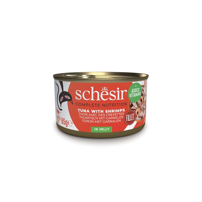 SCHESIR 吞拿魚鮮蝦貓主食啫喱罐頭 85g