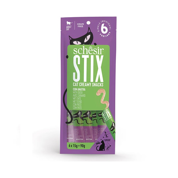 SCHESIR STIX WITH DUCK IN CREAM 6x15g IN POUCH