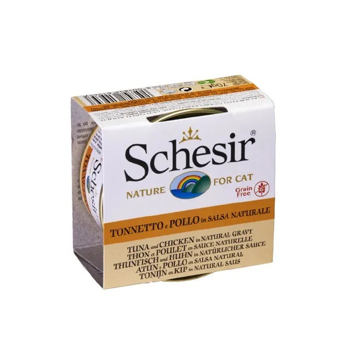 SCHESIR 無穀吞拿魚雞肉肉汁貓罐 70g