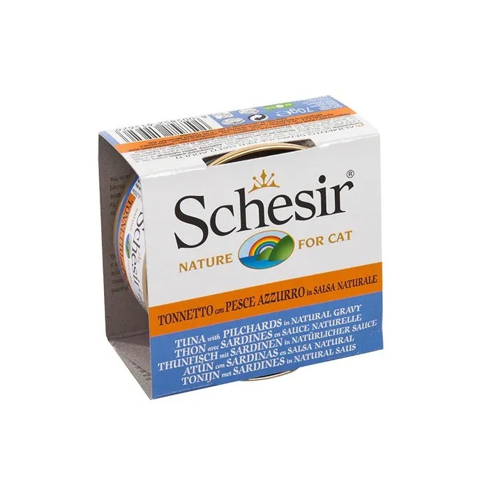 SCHESIR 無穀吞拿沙丁魚肉汁貓罐 70g