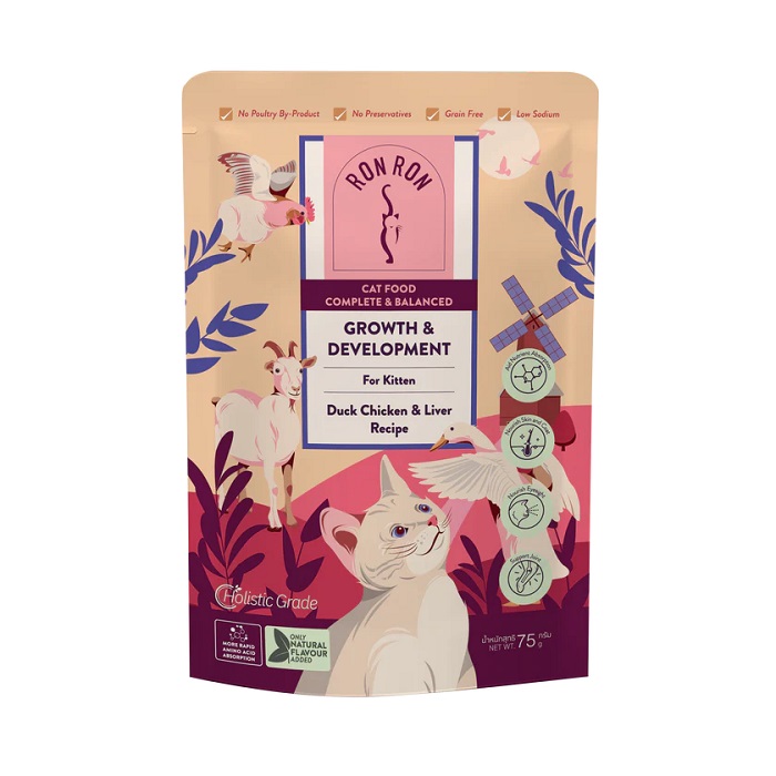 RON RON 鴨雞肉加雞肝幼貓主食包 75g