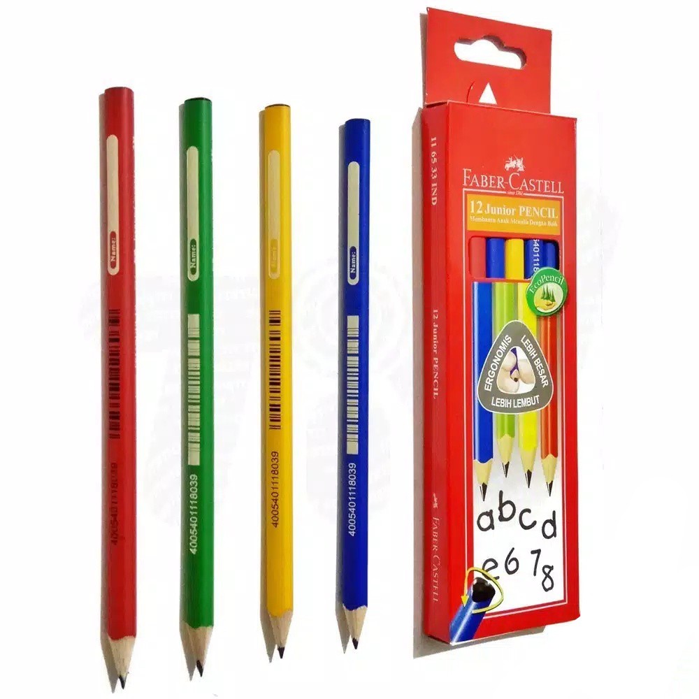 FABER-CASTELL #116527 TRIANGULAR PENCIL + SHARPENER (12PCS)