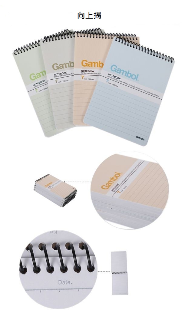 GAMBOL A7 WIRE NOTEBOOK 74X120MM, 80'PGS (7806X)
